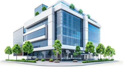 3D vector of a business building, representing office and business concepts.