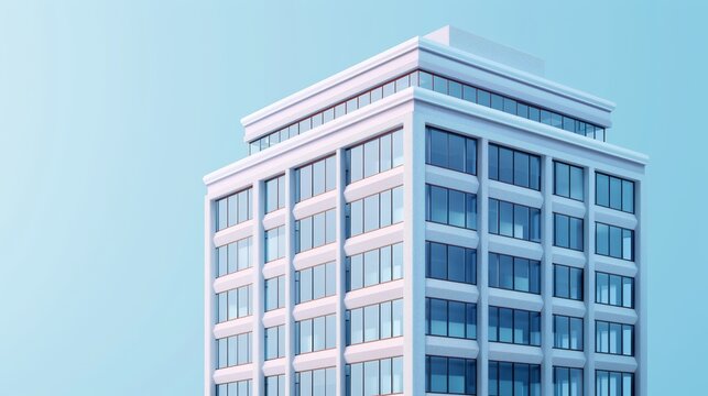3D vector of a business building, representing office and business concepts.