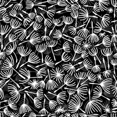 Elegant seamless pattern with flower branch. Scandinavian style vector background. Dandelion seamless pattern. hand drawing. Not AI, Vector illustration