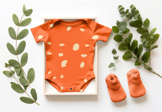 Baby Bodysuit Flatlay Mockup With Generative AI