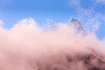 Colorful evening French Alps mountains, France
