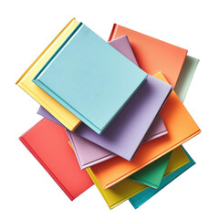 Stack of colorful closed books in various shades,  isolated on white or transparent png background. Ideal for education, literature, and organization concepts.