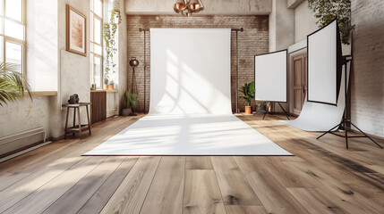 Empty background interior Photography studio or creative space Mock up