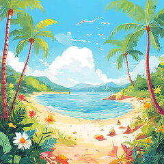 beach with palm trees