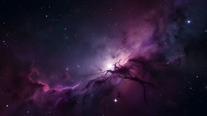 abstract starry Space purple with shining star dust and nebula. Realistic galaxy with milky way and...