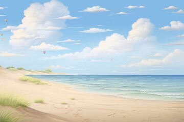 Fototapeta premium Painting of beach landscape outdoors horizon.