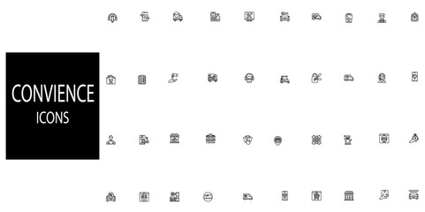 Convience simple concept 40 icons set.Vector illustration.