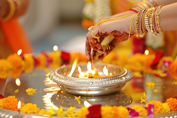 Hindu Wedding Ritual with Bride's Hand