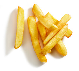 fried potatoes on white background
