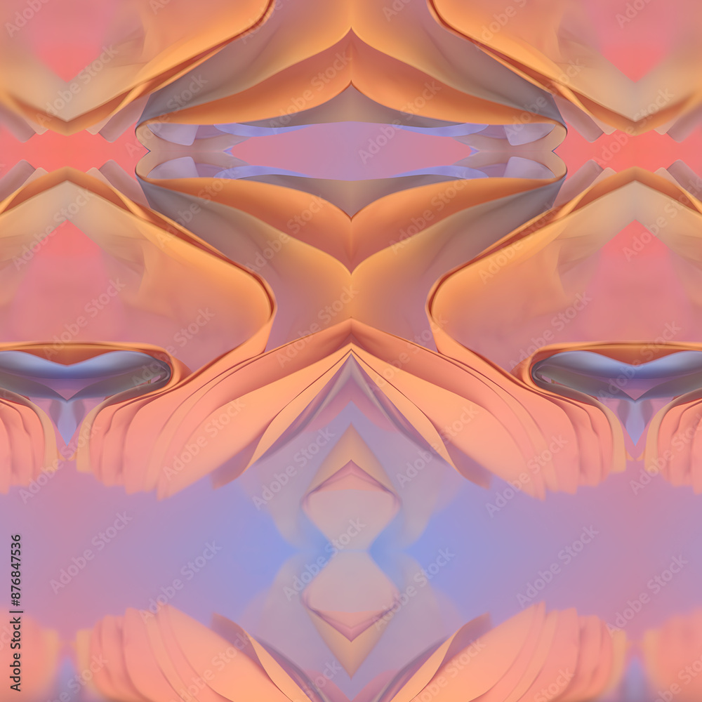 Poster Smooth symmetrical wave pattern. 3d rendering digital illustration
