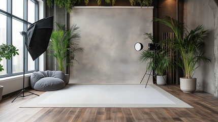 Empty background interior Photography studio or creative space Mock up
