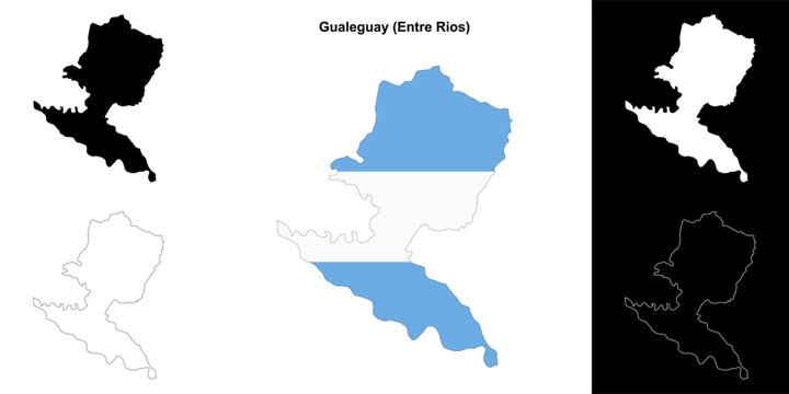 Gualeguay department (Entre Rios) outline map set