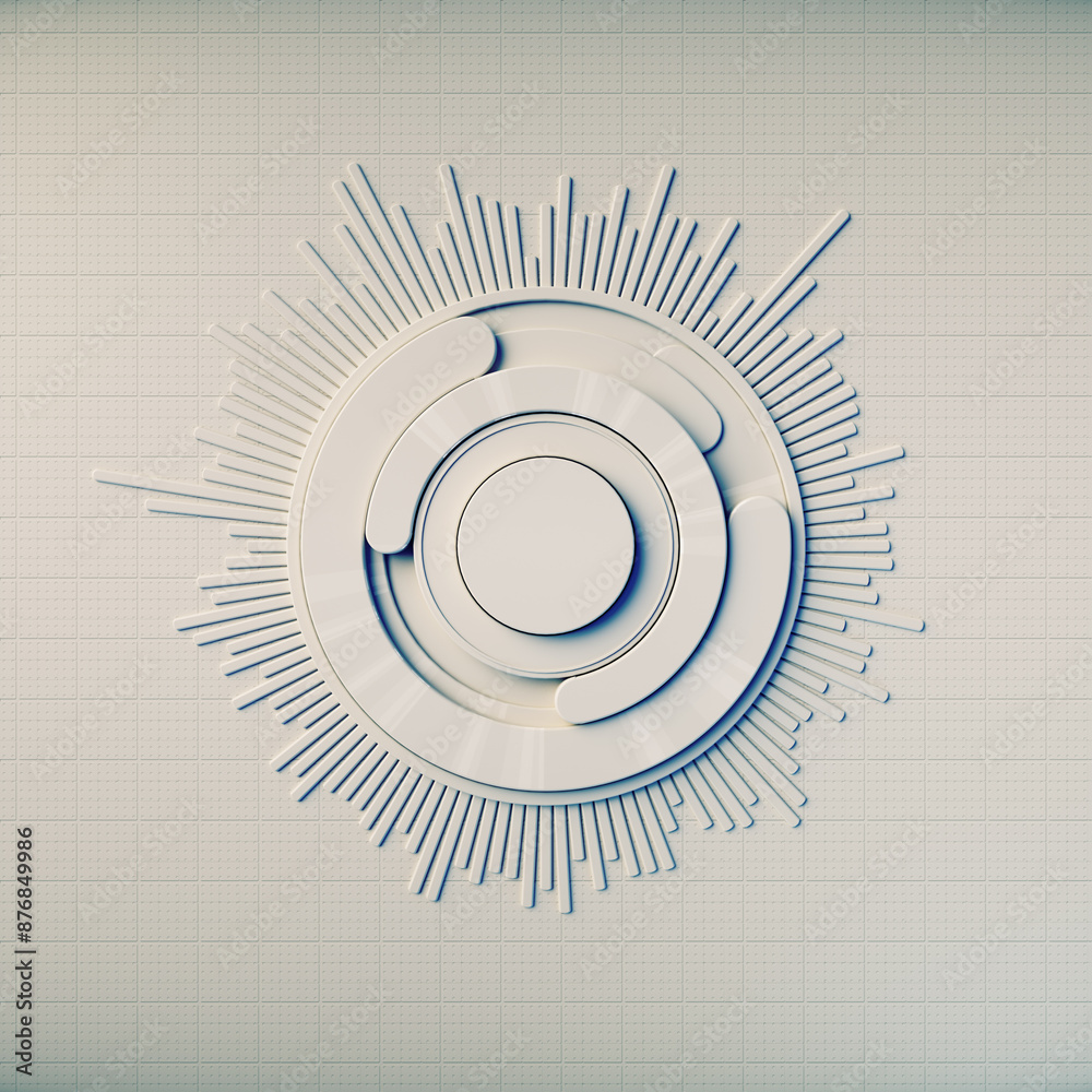 Aufkleber Digital illustration of a modern user interface graphic in white. 3d rendering