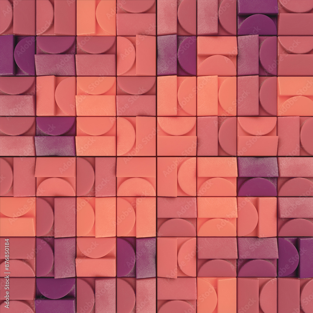 Aufkleber Geometric pattern consisting of a grid of squares. 3d rendering illustration