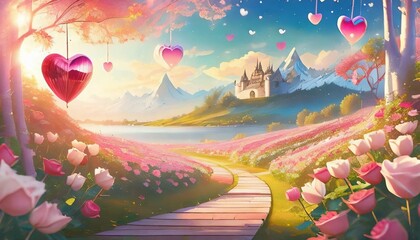 Fototapeta premium hearts in the garden