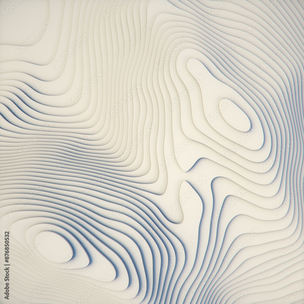 Leinwandbilder Digital illustration of an abstract landscape with a pattern of intricate topographical lines. 3d rendering