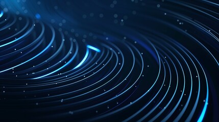 Abstract circle lines on dark blue background. Geometric stripe line art. Modern shiny blue lines. Futuristic technology concept.
