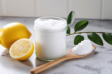 generated illustration of lemons and baking soda on table