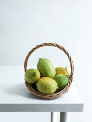 Summer fresh fruit lemon on white tabletop