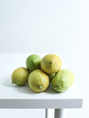 Summer fresh fruit lemon on white tabletop
