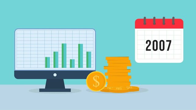 animated coins and graph static motion,investments grow all the time, long term investment concept, Start invest in stock market, begin savings to achieve financial goal, 4K animation