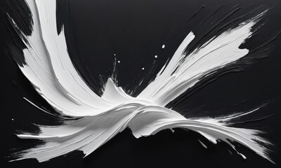 Fototapeta premium White paint strokes on black background