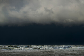 Heavy storm clouds over beach