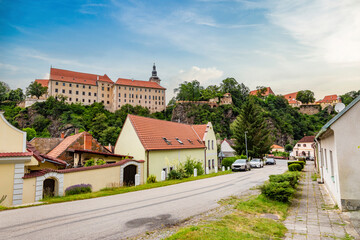 View of Bechyne town with castle, Czechia.