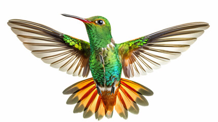 Fototapeta premium Hummingbird in flight isolated on white background