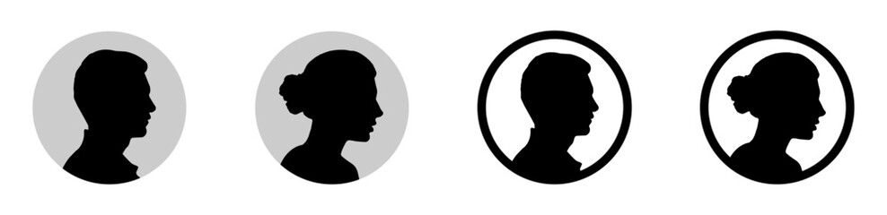 Vector avatar icons looking sideways. Anonymous vector profile designs set