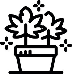 Simple icon of a potted plant growing, perfect for representing home gardening