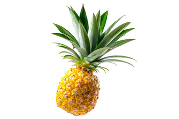 Fototapeta premium Vibrant and juicy pineapple with green leaves, perfect for summer recipes, isolated on white transparent background.