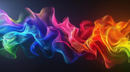 Obraz premium Abstract rainbow-colored wavy shape with a fluid, dynamic form.