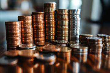 “Bitcoin Investment Stacks on Market Data Background”