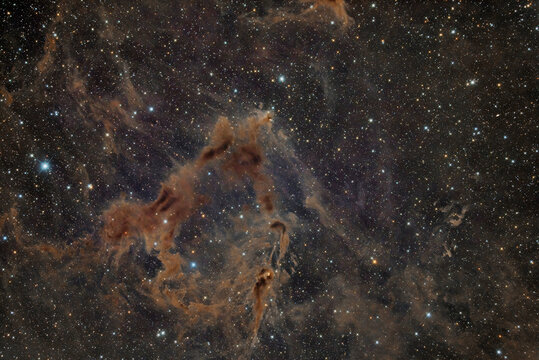 Long exposure astrophoto with telescope featuring LBN 468