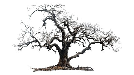 Old dead tree without leaves isolated on a white background