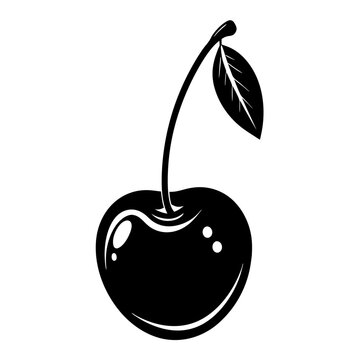 black cherry fruit with leaf clip art preview