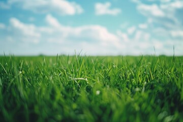 Obraz premium Green field with sky vegetation outdoors horizon.