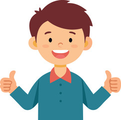 Obraz premium Smiling boy giving thumbs up on transparent background.