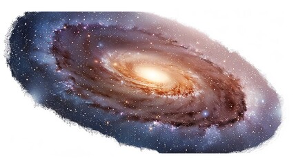 Vast galaxy with stars isolated on white background