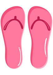 Pink summer beach flip flops