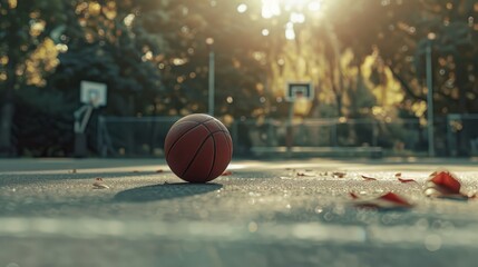 Focus Photo of a Basketball with Copy Space