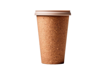 A Cork-Covered Coffee Cup Ready for the Morning Commute. on a White or Clear Surface PNG Transparent Background.