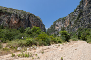 Scenic views of Gjipe Canyon near Gjipe Beach along the southern coast of Albania