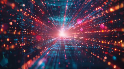 Naklejka premium Digital technology concept with technology light effect, abstract tech, innovation future data, internet network, Ai big data, lines dots connection.