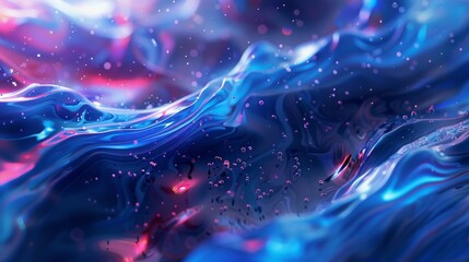Obraz premium Flowing luminescent particles create a dynamic liquid design, forming a trendy fluid cover.