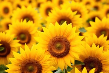 Fototapeta premium Sunflowers landscape blooming backgrounds.
