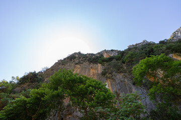 Naklejka premium Scenic views of Gjipe Canyon near Gjipe Beach along the southern coast of Albania