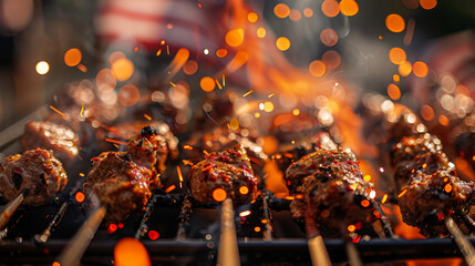 barbecue in the fire