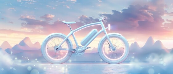 Fototapeta premium White bicycle with a soft, dreamy background.
